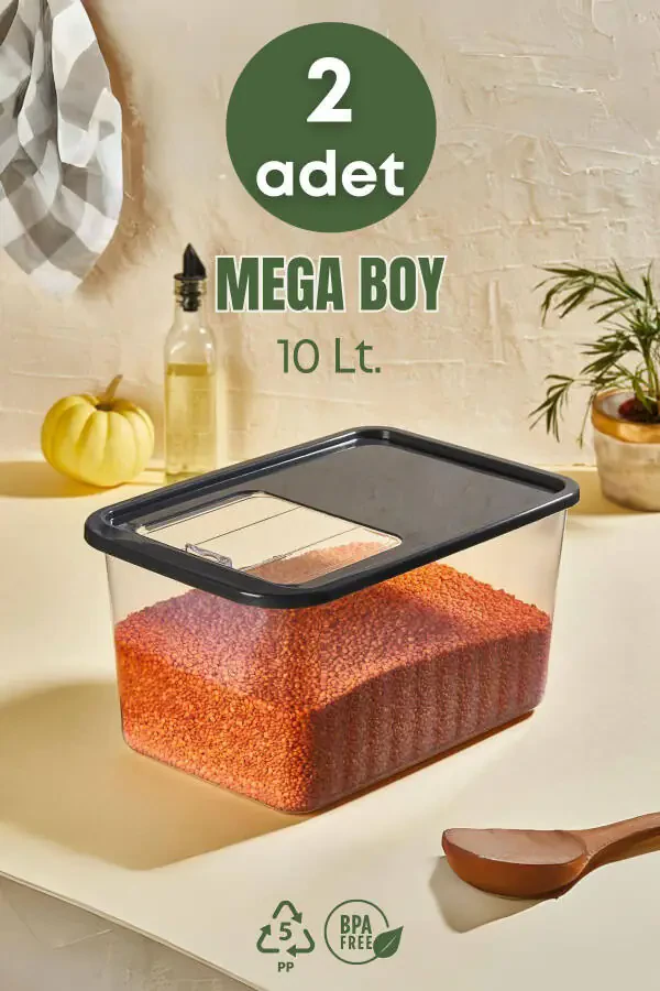 2-Pack Mega Boy Sliding Lid Food Storage Container Set - Multipurpose Refrigerator Organizer 10 lt - 5