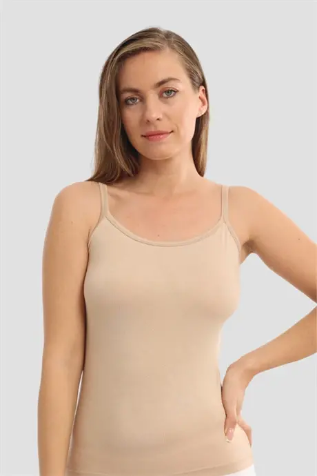 2 Pack Nude Women's Bamboo Cami Top with Thick Strap, Soft & Stretchy - 3