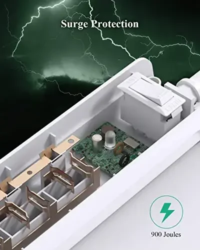 2 Pack Power Strip - 15FT Uzunlikdagi uzaytirgich simi, 6 rozetka va 2 USB zaryadlash porti bilan jihozlangan Surge Protector, Yassi vilka ortiqcha yukdan himoya, (1625W/13A/900J), Uy ofisi va yotoqxona uchun devorga o'rnatish, ETL ro'yxatdan o'tgan - 5