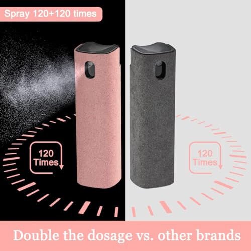 2 Pack Screen Cleaner Spray and Wipe for Laptop Monitor and Car Screens, Phone Touchscreen Mist Cleaning Kit for Cellphone, Tablet, PC, Computer, LCD, Eyeglass, iPhone, iPad, Mac Pro - Grey and Pink - 6