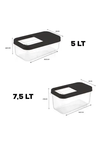 2-Pack Sliding Lid Detergent Storage Container - Tablet Detergent Storage Box 5lt-7.5lt Anthracite - MELENI HOME (1)