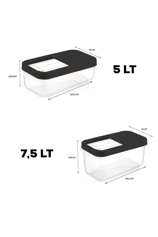 2-Pack Sliding Lid Detergent Storage Container - Tablet Detergent Storage Box 5lt-7.5lt Anthracite - 2