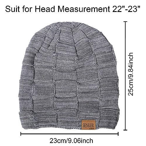 2 Pack Slouchy Beanie Winter Hats for Men and Women, Thick Warm Oversized Knit Cap - 2