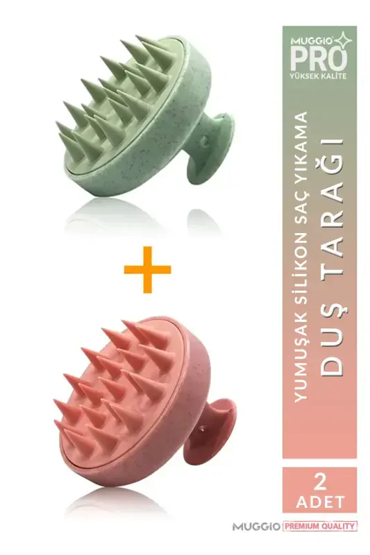 2 Pack Soft Silicone Scalp Massage Shampoo Shower Brush - 7
