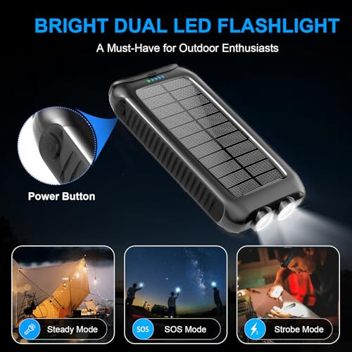 2 Pack Solar Power Bank 49800mAh + Portable Solar Charger 38800mAh with USB-C Port/LED Flashlight for Camping Travel Outdoor Activities - 7