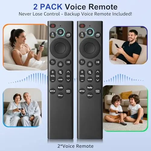 【2 Pack】 Voice Remote Replacement for Samsung-TV-Remote-Control, Compatible with All Samsung Frame Neo QLED UHD 4K 8K Series Smart TVs with Voice Control and 2-Year Warranty - 2
