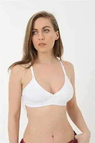 2-Pack White & Black Nursing Bras in Cotton Lycra - 2