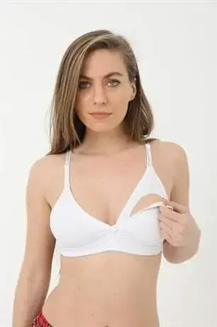 2 Pack White Nursing Bra Cotton Lycra - 3