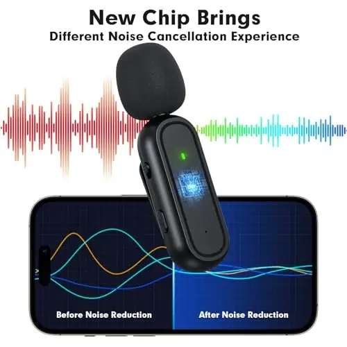 2-Pack Wireless Lavalier Microphone for iPhone iPad Android Included Charging Case & Jack Adapter, Noise Reduction Plug-Play Clip on Lapel Mic for Youtuber, Recording,Vlog, Facebook Live Streaming - NILONE (1)
