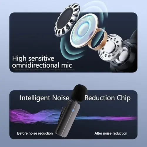 2 Pack Wireless Mini Lavalier Lapel Microphone for iPhone,Android Phone(2 in 1) w/case - 65ft Cordless Clip on Dual Mics with Noise Reduction 6H Working Time for Video Recording Vlogging, YouTube - 3