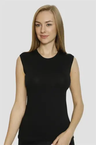 2-Pack Women's Bike Neck Sleeveless T-Shirt Body Licra White - Black - BÜYÜKBEDENIZ (1)