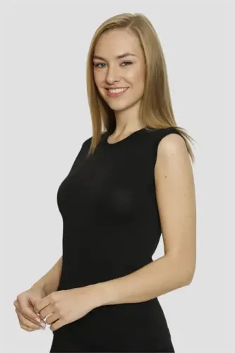 2-Pack Women's Bike Neck Sleeveless T-Shirt Body Licra White - Black - 3