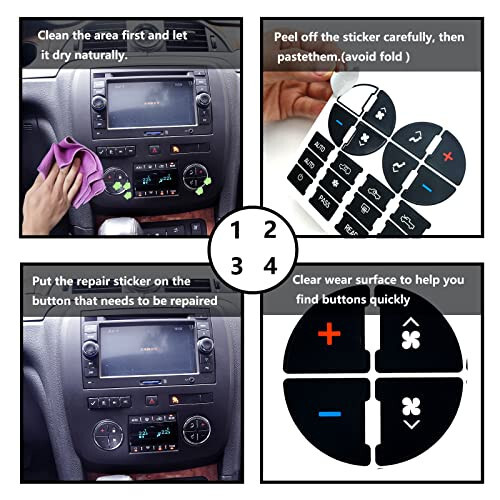 2 Packs AC Dash Button Repair Kit -Compatible with Chevy, Best for Fixing Ruined Faded A/C Control Buttons - Decal Replacement Fits Select 07-14 GM Vehicles - Car SUV Van Truck Accessories - 5