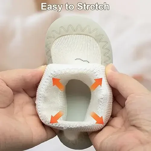 2 Pair Baby Caroon Non-slip Shoes, Baby slippers Shoes for Boys Girls Walkers Shoes Soft Rubber Grippers with Baby slippers, Khaki, White, Pink, Blue Infant First Walking Shoes 6-12,12-18, 18-24 Months - 3