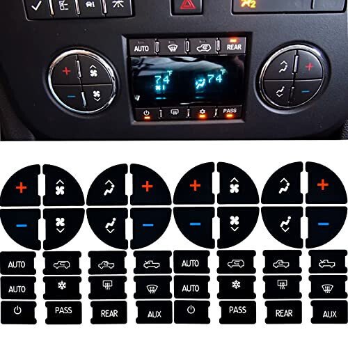 2 Packs AC Dash Button Repair Kit -Compatible with Chevy, Best for Fixing Ruined Faded A/C Control Buttons - Decal Replacement Fits Select 07-14 GM Vehicles - Car SUV Van Truck Accessories - NOTISH