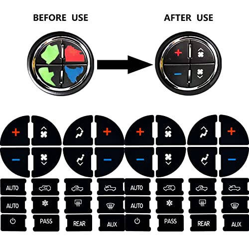 2 Paket Klima Paneli Düğmesi Onarım Seti - Chevy ile Uyumlu, Bozulmuş Solmuş A/C Kontrol Düğmelerini Onarmak İçin En İyi Seçenek - Çıkartma Değişimi Seçili 07-14 GM Araçlara Uygun - Araba SUV Van Kamyon Aksesuarları - 2