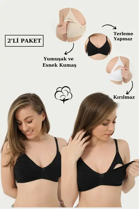 2 Paket Qora Emizish Suhbatini Paxta Spandeksli - BÜYÜKBEDENIZ