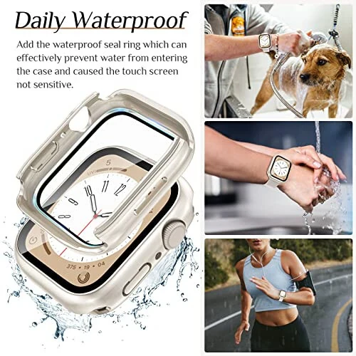 2-paketli Goton suv o'tkazmaydigan Apple Watch korpusi SE seriyasi 6 5 4 ekran himoyachisi 44mm, 360 darajali himoya qiluvchi shisha yuz qopqog'i + iWatch aksessuarlari uchun orqa bamper 44 mm - 3