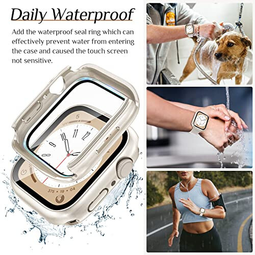 2-paketli Goton suv o'tkazmaydigan Apple Watch korpusi SE seriyasi 6 5 4 ekran himoyachisi 44mm, 360 darajali himoya qiluvchi shisha yuz qopqog'i + iWatch aksessuarlari uchun orqa bamper 44 mm - 3