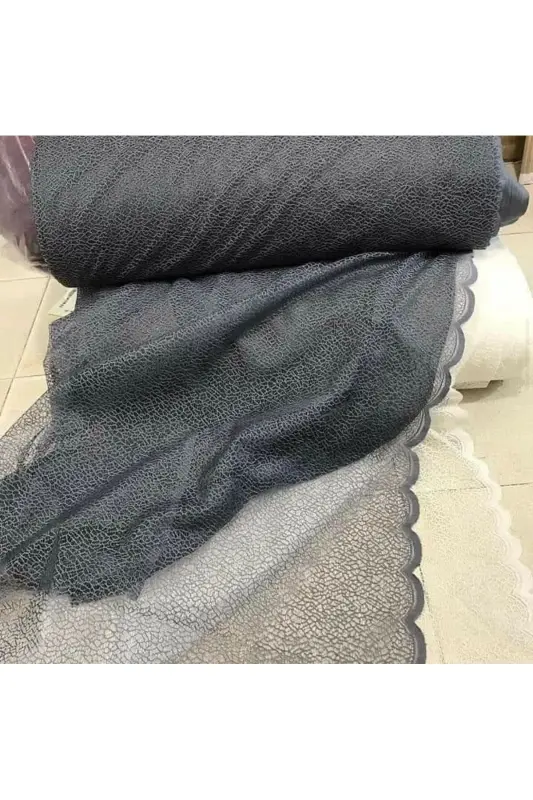 2 Panel Colorful Grey Honeycomb Pattern Tie-Up Sheer Curtain - 3