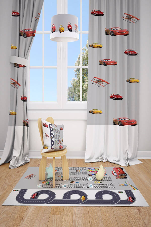 2 Panel Lightning McQueen Kids Room Set Blackout Curtain - 4