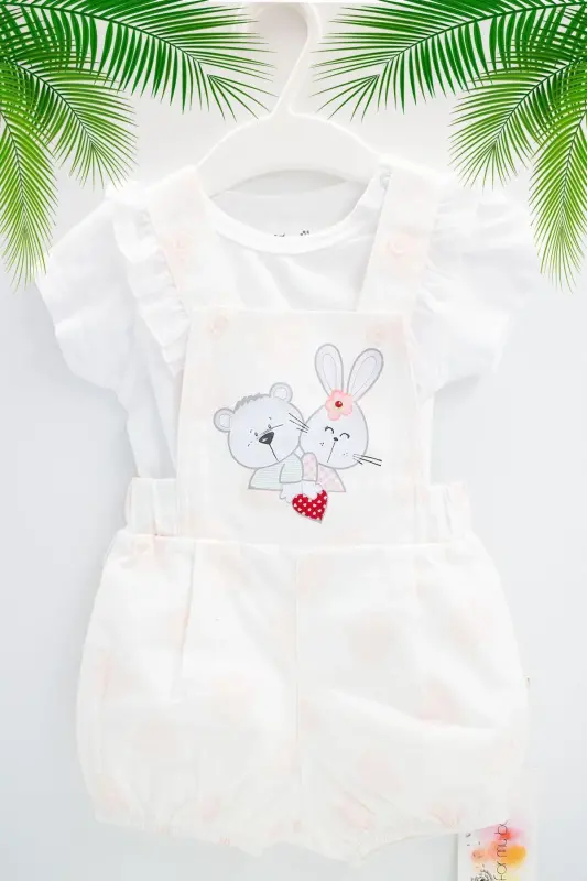 2 PARÇALI SEVİMLİ HAYVANLAR KIZ BEBEK SALOPET KIZ BEBEK TAKIM - RENK - 2