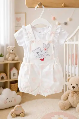 2 PARÇALI SEVİMLİ HAYVANLAR KIZ BEBEK SALOPET KIZ BEBEK TAKIM - RENK - 7
