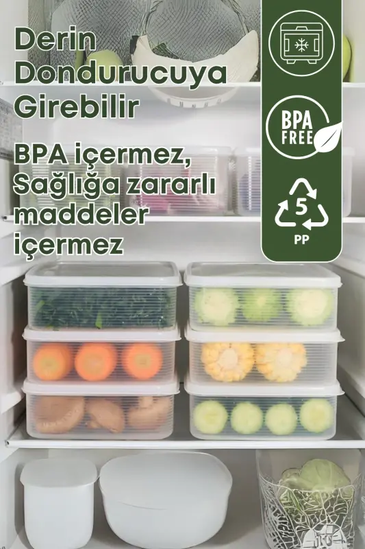2 Pcs 3.5 Litre Refrigerator Organizer Storage Container -Freezer Storage Container-2 Pcs - 7