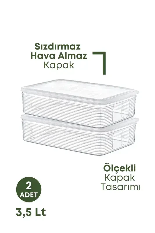 2 Pcs 3.5 Litre Refrigerator Organizer Storage Container -Freezer Storage Container-2 Pcs - 4