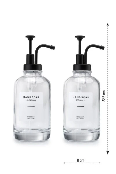 2 Pcs 500 ml Countertop Glass Liquid Soap Dispenser Kitchen (6 PCS LABEL) Lcats20121 - 4