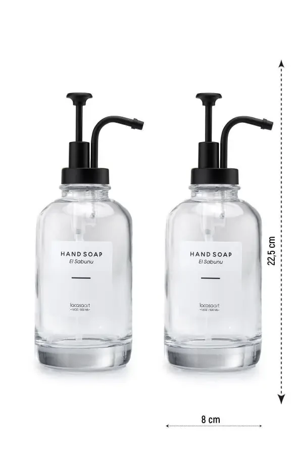 2 Pcs 500 ml Countertop Glass Liquid Soap Dispenser Kitchen (6 PCS LABEL) Lcats20121 - 4