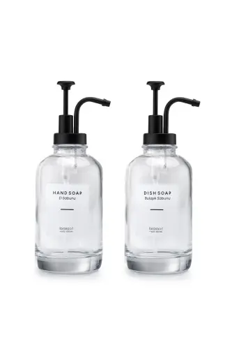 2 Pcs 500 ml Countertop Glass Liquid Soap Dispenser Kitchen (6 PCS LABEL) Lcats20121 - 5