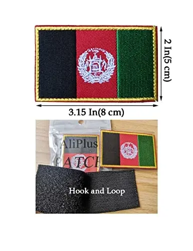 2 PCS AliPlus Afg'oniston bayrog'i yamalari kashta tikilgan taktik harbiy axloq yamoqlari Applique Fastener Hook and Loop - 3