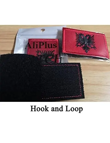 2 PCS AliPlus Albania Flag Patches Kashtado'z Tikilgan Tactical Harbiy Morale Patch Applique Fastener Hook and Loop - 5