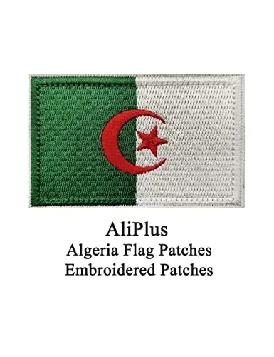 2 PCS AliPlus Algeria Flag Patches Embroidered Tactical Military Morale Patch Applique Fastener Hook and Loop - 2
