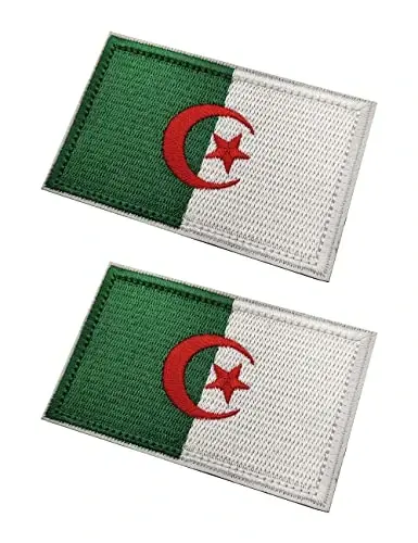 2 PCS AliPlus Algeria Flag Patches Embroidered Tactical Military Morale Patch Applique Fastener Hook and Loop - 4