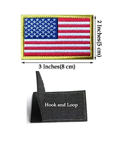 2 PCS AliPlus America US Flag Patches Embroidered Tactical Military Morale Patch Applique Fastener Hook and Loop - 3