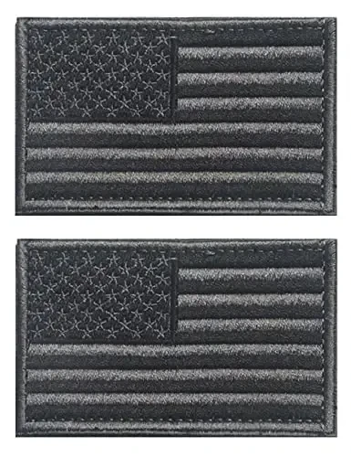 2 PCS AliPlus American Flag Patches Embroidered Tactical Military Morale Patch Applique Fastener Hook and Loop(Black Flag Patch) - ALIPLUS