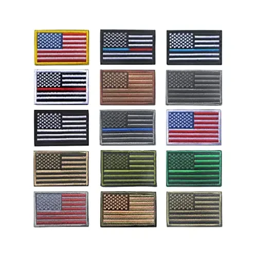 2 PCS AliPlus American Flag Patches Embroidered Tactical Military Morale Patch Applique Fastener Hook and Loop(Black Flag Patch) - 6