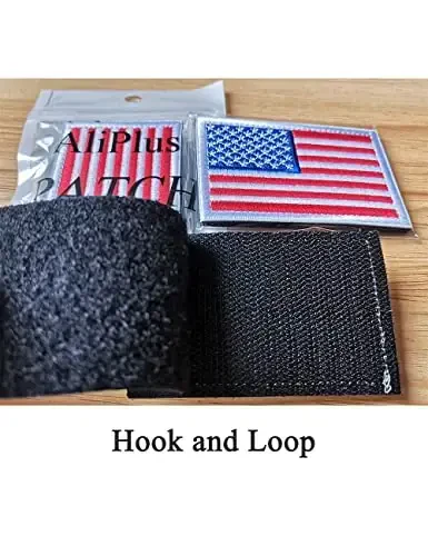 2 PCS AliPlus American Flag Patches Embroidered Tactical Military Morale Patch Applique Fastener Hook and Loop(White Border) - 5