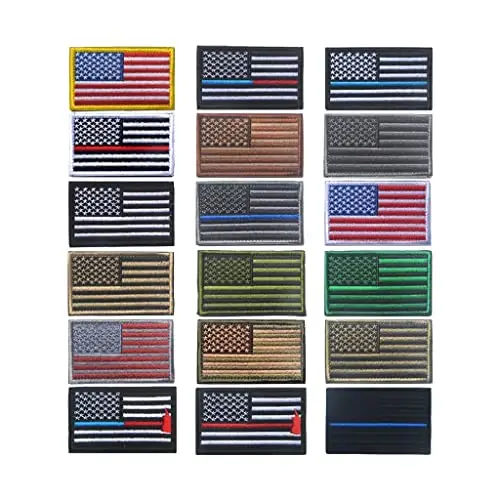2 PCS AliPlus American Flag Patches Kashtado'z qilingan taktik harbiy kayfiyat yamoqlari Applique mahkamlagich ilgak va halqa (Qora bayroq yamoq) - 5