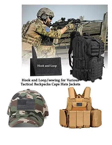 2 PCS AliPlus American Flag Patches Kashtado'z qilingan taktik harbiy kayfiyat yamoqlari Applique mahkamlagich ilgak va halqa (Qora bayroq yamoq) - 4