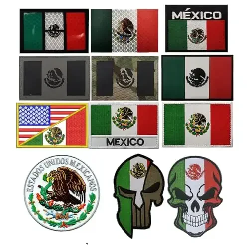 2 PCS AliPlus American Mexican Flag Patch Kashtado'z qilingan taktik harbiy kayfiyat yamog'i Applique mahkamlagichi ilgak va halqa - 4