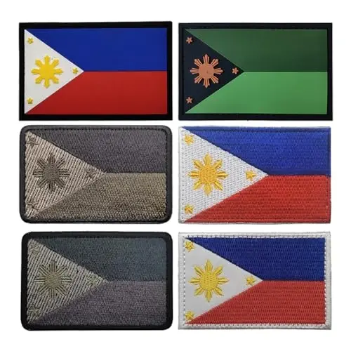 2 PCS AliPlus American Philippines Flag Patch Kashtado'z qilingan taktik harbiy axloq yamog'i Applique Fastener Hook and Loop - 5