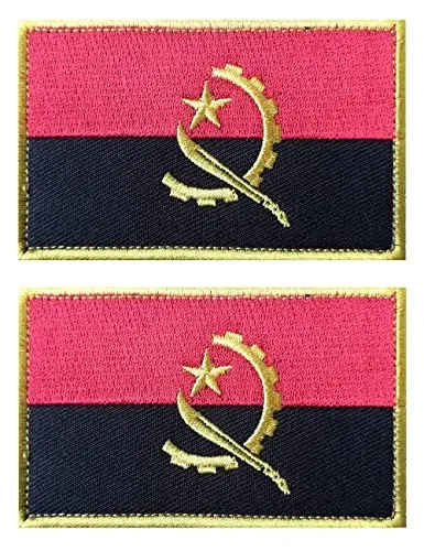 2 PCS AliPlus Angola Flag Patches Embroidered Tactical Military Morale Patch Applique Fastener Hook and Loop - 1