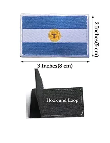 2 PCS AliPlus Argentina Flag Patches Embroidered Tactical Military Morale Patch Applique Fastener Hook and Loop - ALIPLUS (1)