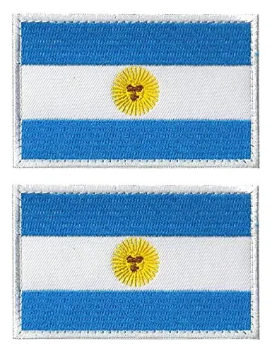 2 PCS AliPlus Argentina Flag Patches Embroidered Tactical Military Morale Patch Applique Fastener Hook and Loop - 1