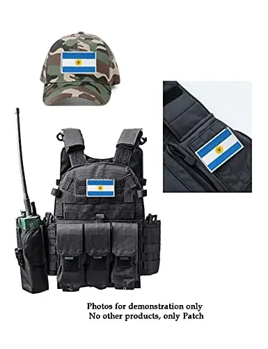 2 PCS AliPlus Argentina Flag Patches Embroidered Tactical Military Morale Patch Applique Fastener Hook and Loop - 3