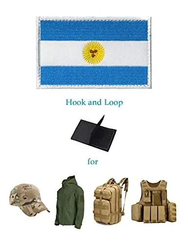 2 PCS AliPlus Argentina Flag Patches Embroidered Tactical Military Morale Patch Applique Fastener Hook and Loop - 4