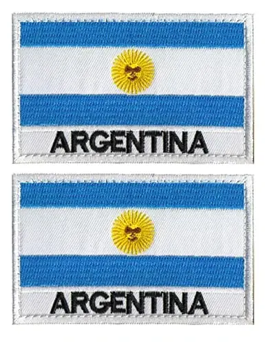 2 PCS AliPlus Argentina Flag Patches Embroidered Tactical Military Morale Patch Applique Fastener Hook and Loop(Argentina) 